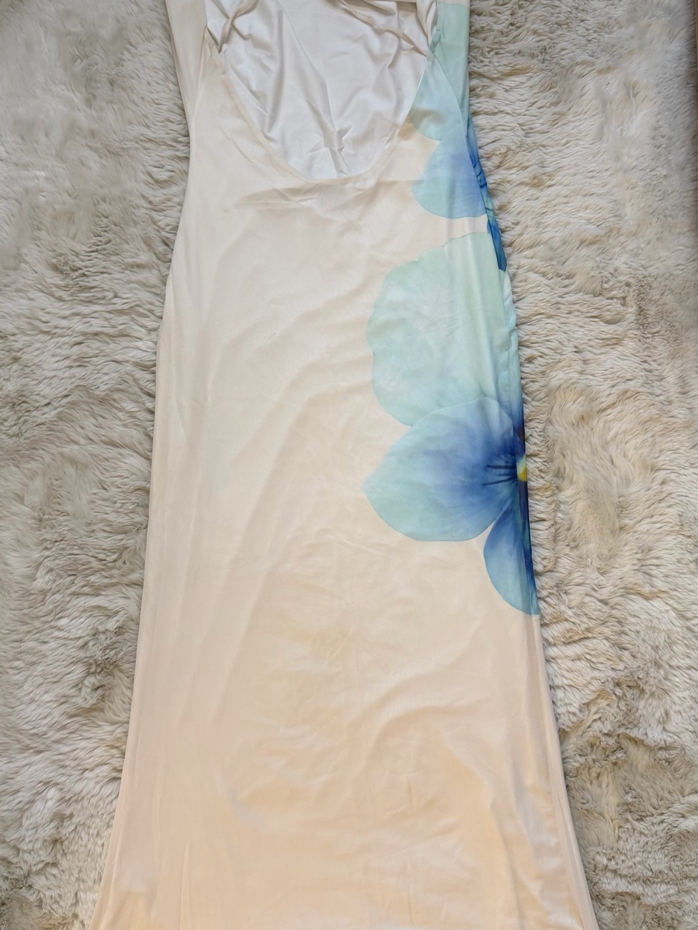 Peppermayo White Dress with Teal & Blue Floral Detail